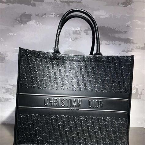 dior tote leather black|christian dior tote bag.